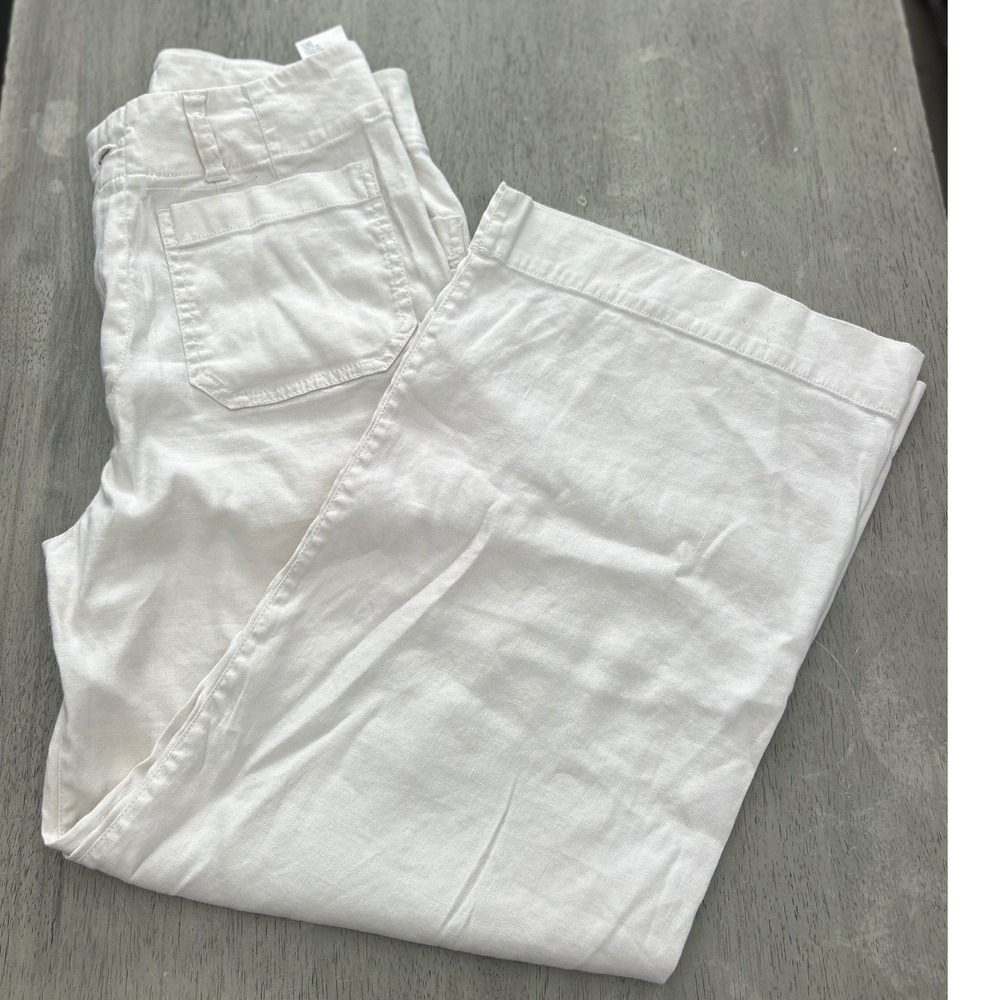 Maeve Anthropologie The Colette Wide Leg Linen Blend Pants Cream 28